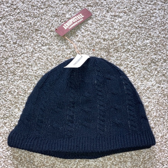 NWT Aeropostale Cashmere Blend Navy Blue Beanie OS - Picture 2 of 3